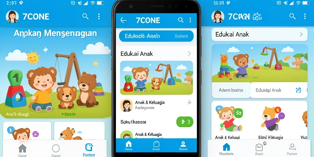 Tampilan antarmuka 7CONE yang menarik untuk anak-anak.