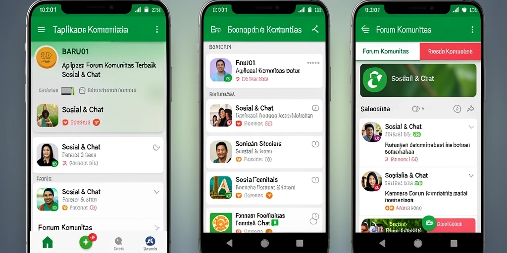 Tampilan antarmuka aplikasi Forum Komunitas BARU01 yang user-friendly.
