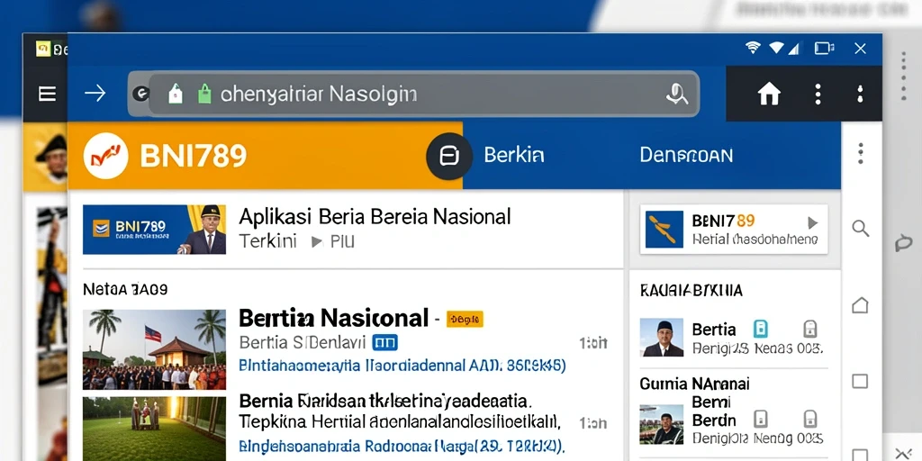 Antarmuka aplikasi BNI789 menampilkan berita nasional terkini dan informatif.
