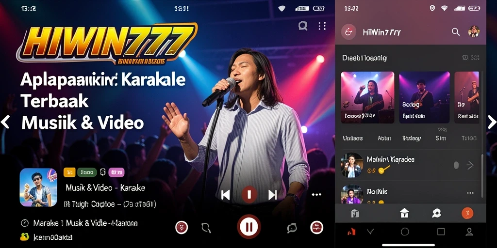 Screenshot utama HIWIN777 menunjukkan antarmuka pengguna aplikasi Karaoke.