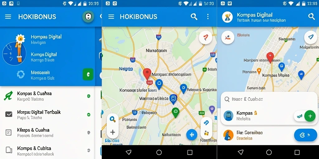 Antarmuka HOKIBONUS menampilkan fungsi Kompas Digital yang intuitif.
