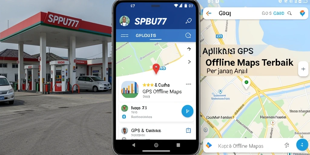 Antarmuka pengguna SPBU77 yang intuitif dan informatif untuk navigasi peta offline.